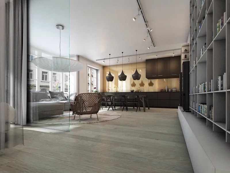 A Modern Living Space With a Kitchen, Dining Area, and Library — North Coast Tiles in Grafton, NSW