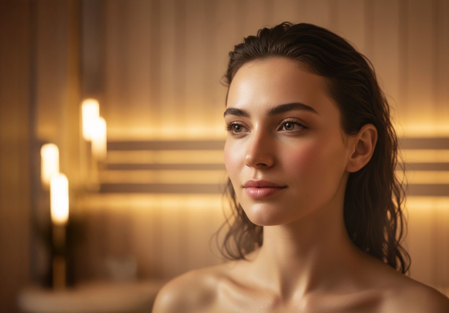 Mujer disfrutando del sauna de Sentio Wellness