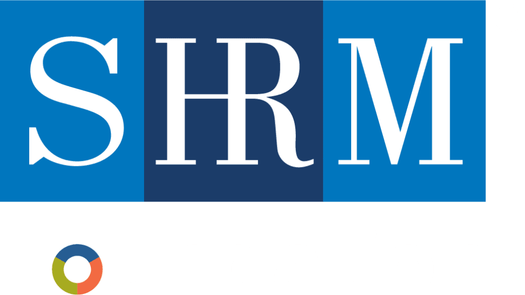 SHRM logo with blue and navy blue squares, and the letters S, H, R, and M.