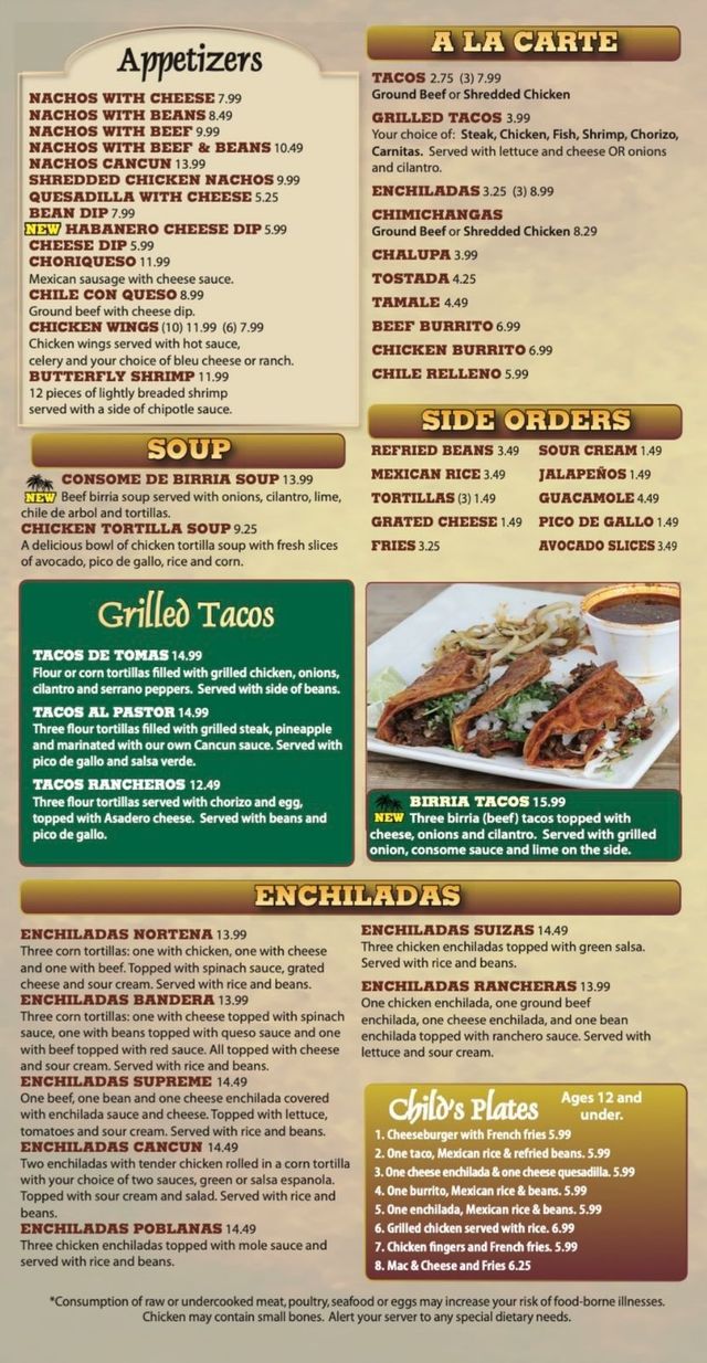 Menu - Cancun Mexican Restaurant