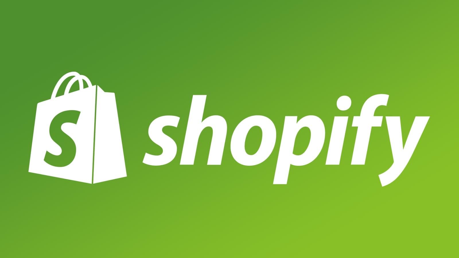 Het shopify-logo is wit op een groene achtergrond.