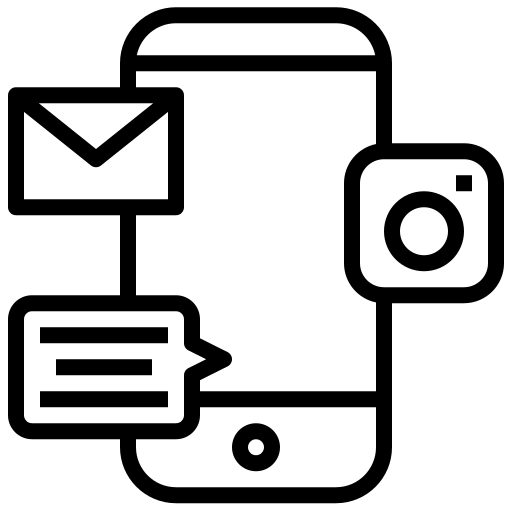 Icoon van telefoon met social media iconen