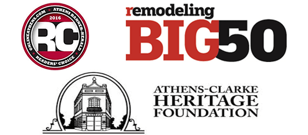 Remodeling Big50 Logo, Athens-Clarke Heritage Foundation Logo & Reader's Choice Award 2016 Logo