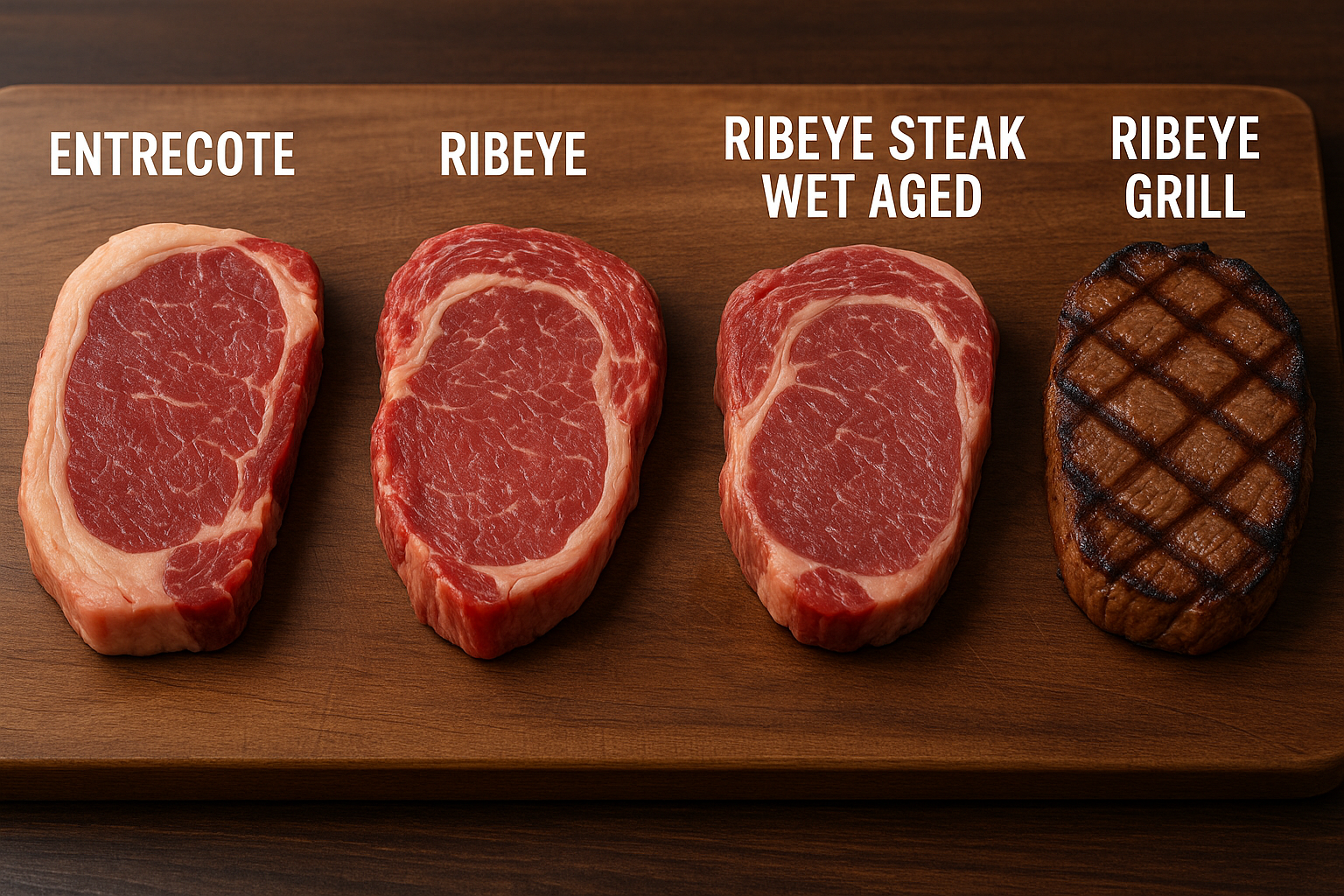 verschillen tussen entrecote, ribeye, ribeye steak wet aged en ribeye steak grill