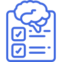 A clipboard with a brain and check marks on it.