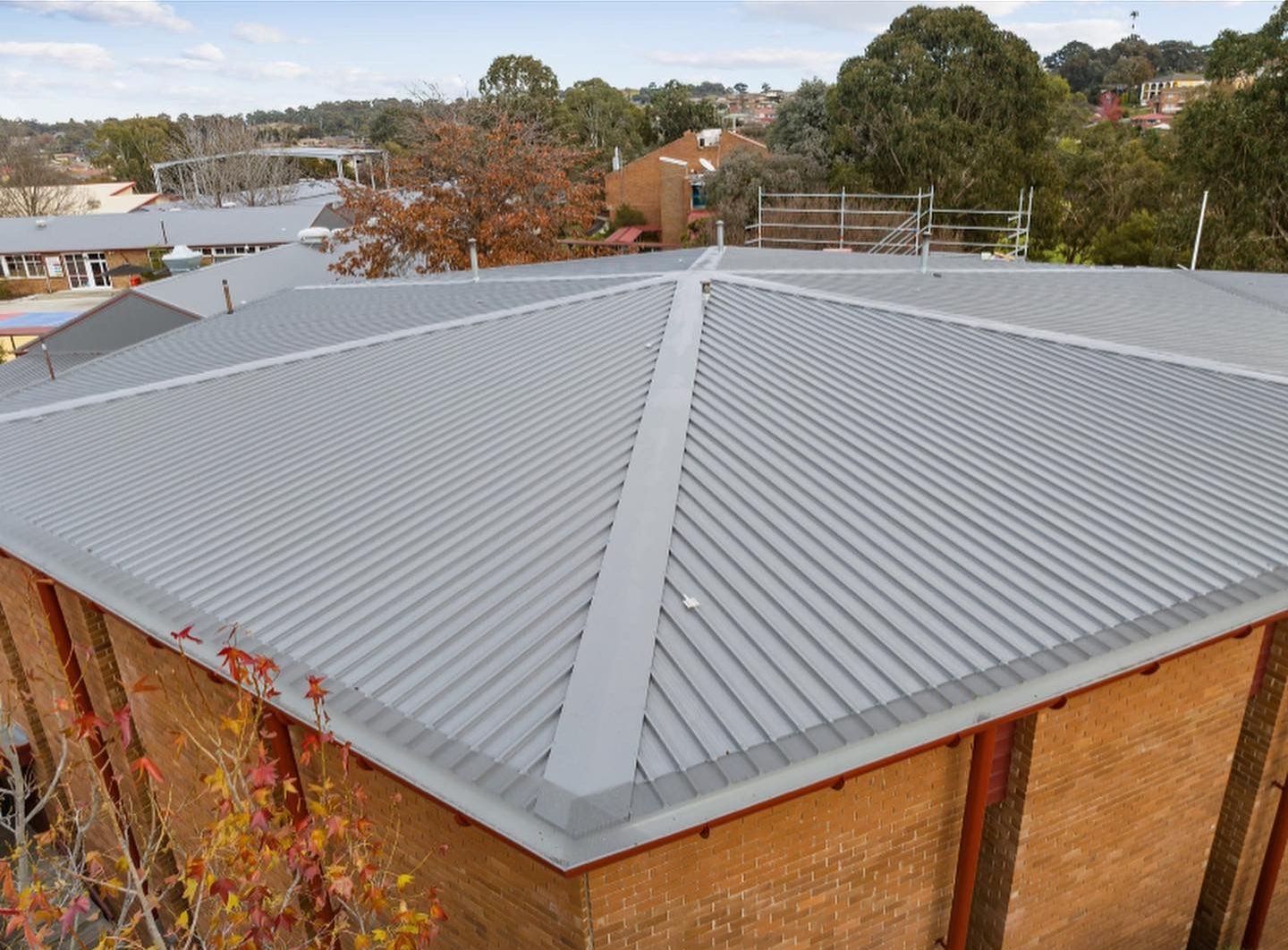 Close-up of a commercial building roof— Lake Valley Roofing in Cardiff, NSW