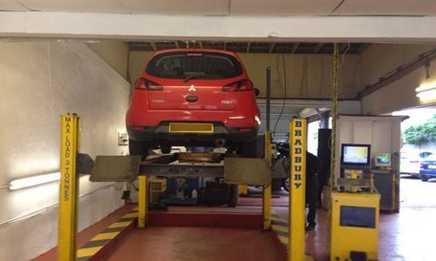 car elevated for servicing