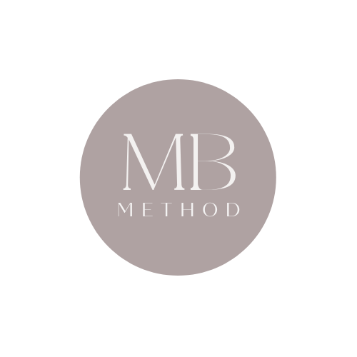 A logo for mb method in a circle on a white background
