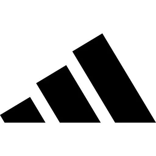 A black and white adidas logo on a white background.