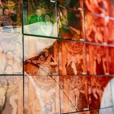 Digital Selfie Booth with woman taking photo at a convention or expo