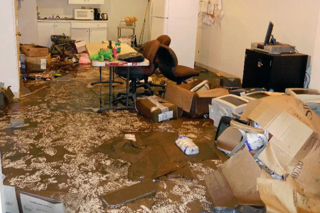 A messy room with a lot of cardboard boxes on the floor