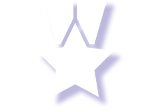 A white, five-pointed star set against a soft, light-purple glowing background with a vertical line extending upward.