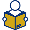Icon of a person reading an open book
