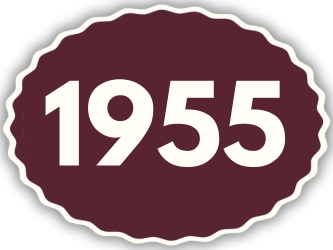 A sticker with the year 1955 on it