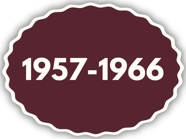 A sticker that says 1957-1966 on it