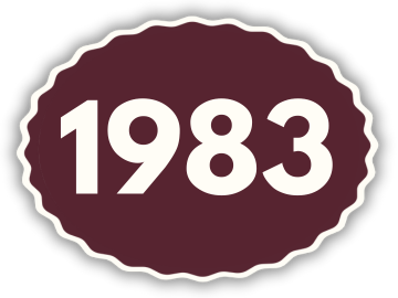 A sticker with the year 1983 on it