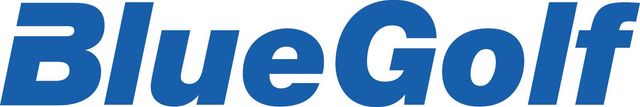BlueGolf logo in blue italic text on a white background