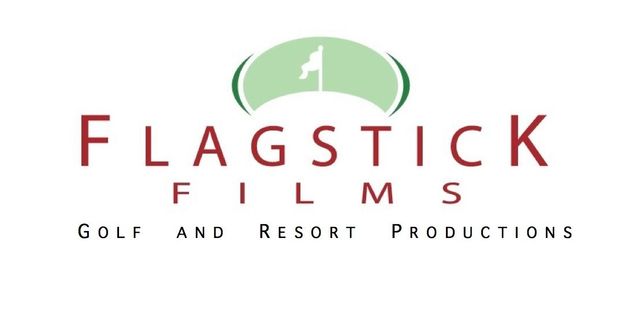 Flagstick Films logo with red text and green golf ball above, “Golf and Resort Productions” below