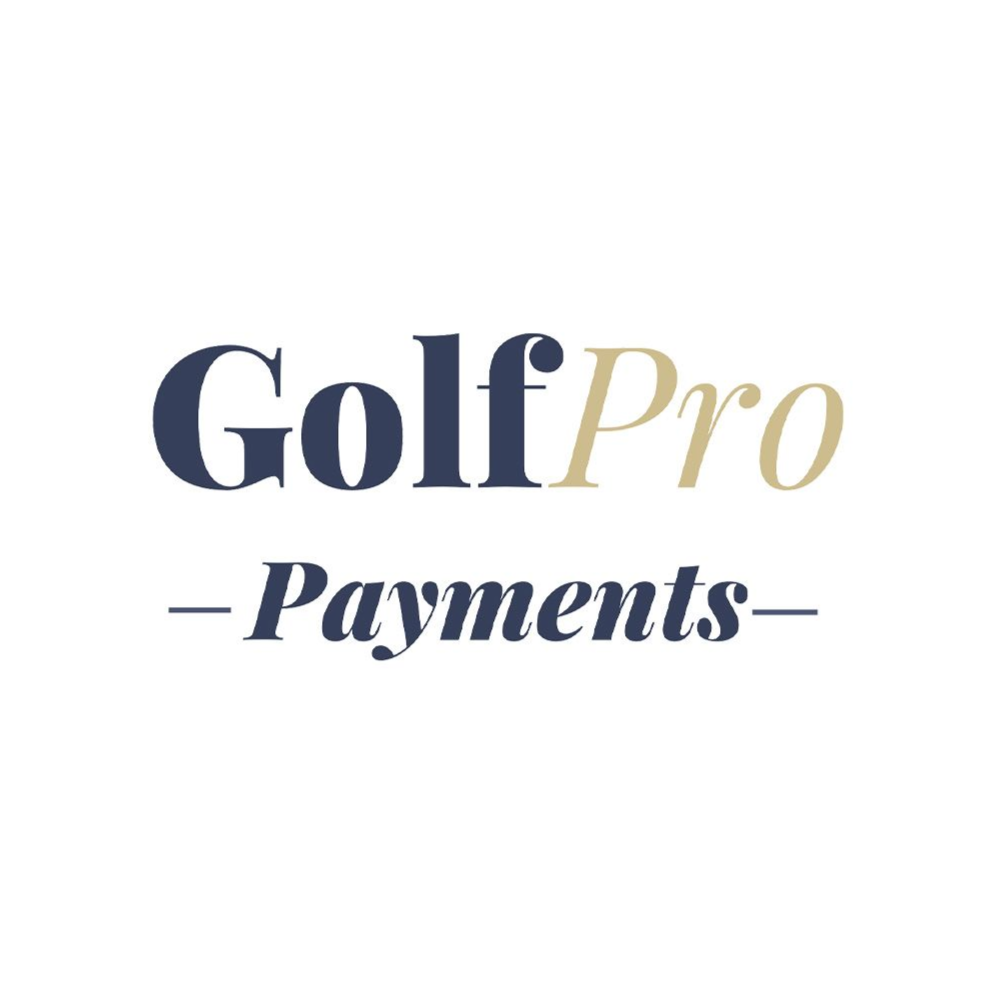 GolfPro Payments logo in navy and gold text on a white background