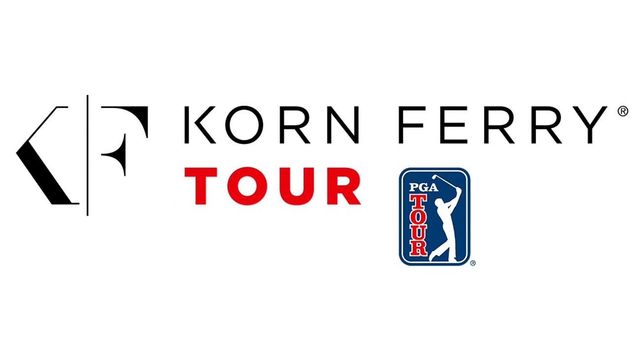 Korn Ferry Tour logo with black and red text and a blue PGA Tour emblem