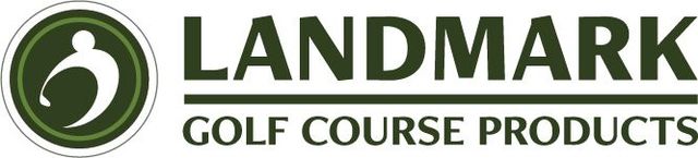 Landmark Golf Course Products logo with green icon and black text on white background