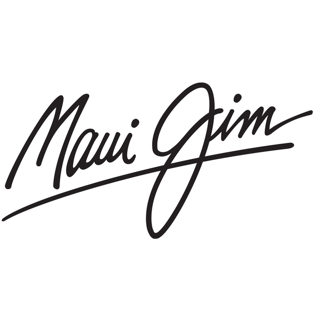 Maui Jim logo in black cursive script with a sweeping underline on a white background