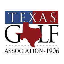Texas Golf Association logo with red Texas silhouette and “1906” text