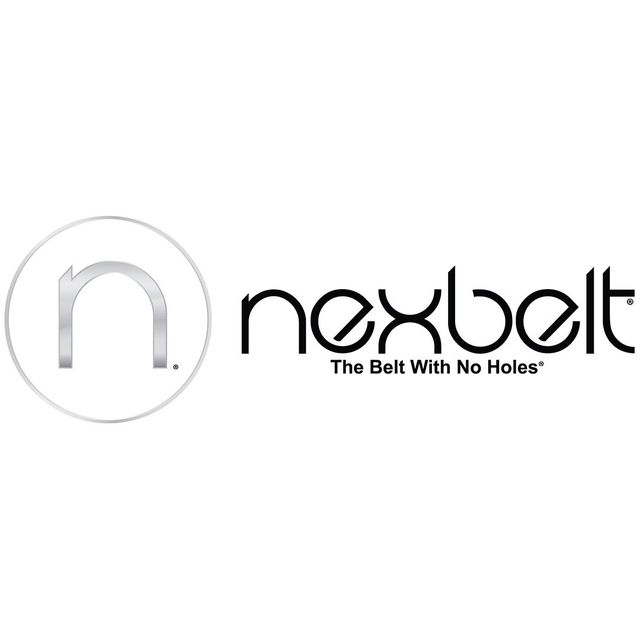 Nexbelt logo with a circular “n” icon and the tagline “The Belt With No Holes”