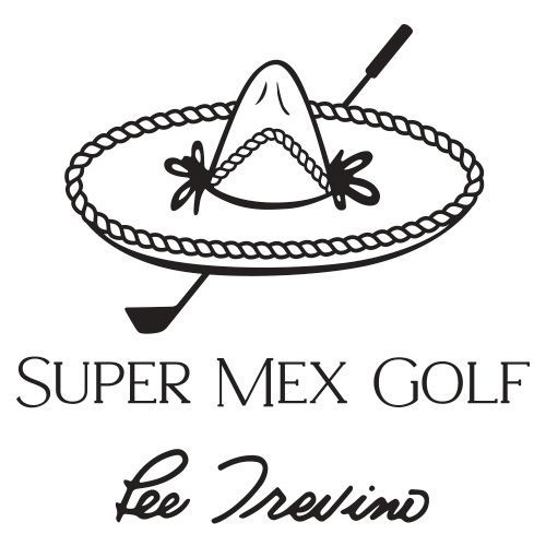 Super Mex Golf logo with a sombrero and golf club, plus the text “Super Mex Golf” and “Lee Trevino”