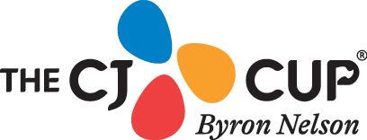 The CJ Cup Byron Nelson logo with black text and red, blue, and orange petal shapes
