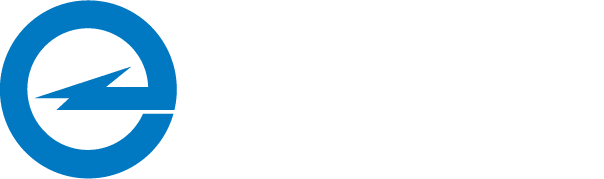 Un cercle bleu avec un éclair à l'intérieur sur un fond blanc.