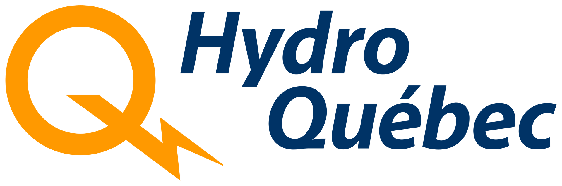 Un logo pour Hydro Québec avec un éclair au milieu.