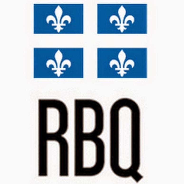 Un logo pour RBQ avec des drapeaux bleus et blancs