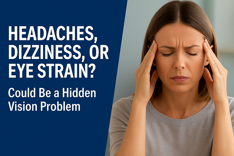A woman with headaches , dizziness , or eye strain could be a hidden vision problem.