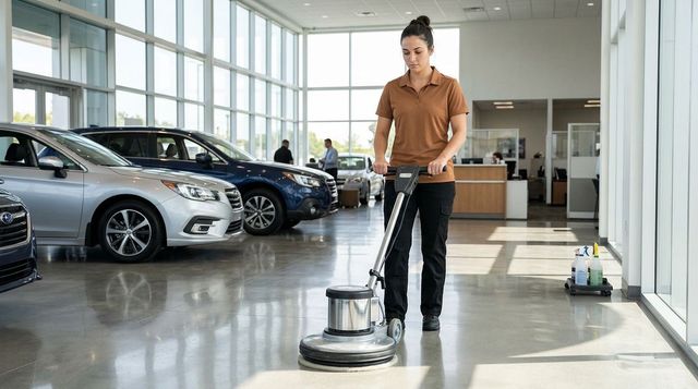 Professional cleaner vacuuming carpet in conference room with commercial vacuum, Inver Grove Heights, MN.