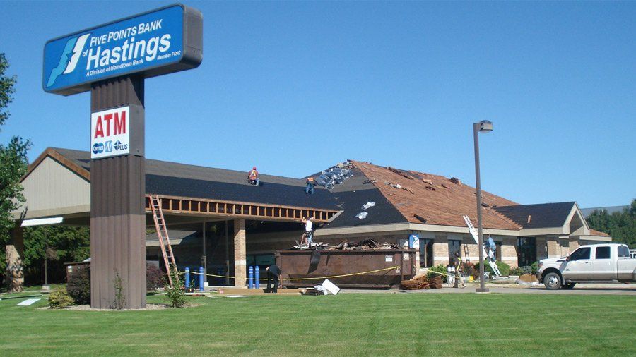 Commercial Roofing Restoration — Bank Under Restoration in Mission, KS