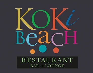 A colorful logo for koki beach restaurant bar lounge
