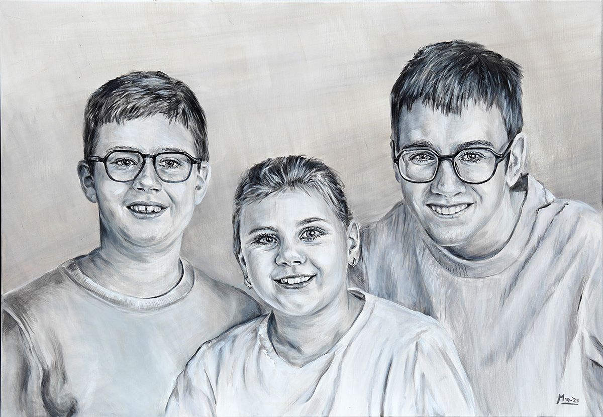 3 kinderen (broers met zus) op 1 doek 