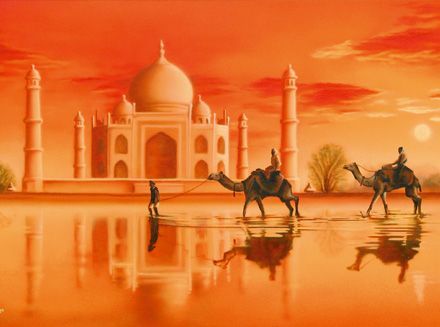 Twee jonge kinderen met bruin haar en bruine ogen, geschilderd in gedempte tinten, portretten naast elkaar.