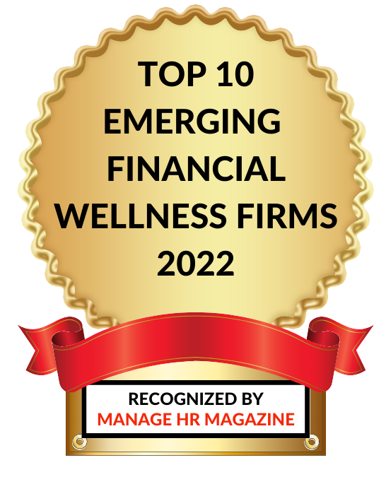 Top 10 emerging financial wellness firm award 2022 logo - and links to their website in a new window