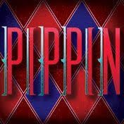 the word pippin is on a red and blue checkered background .