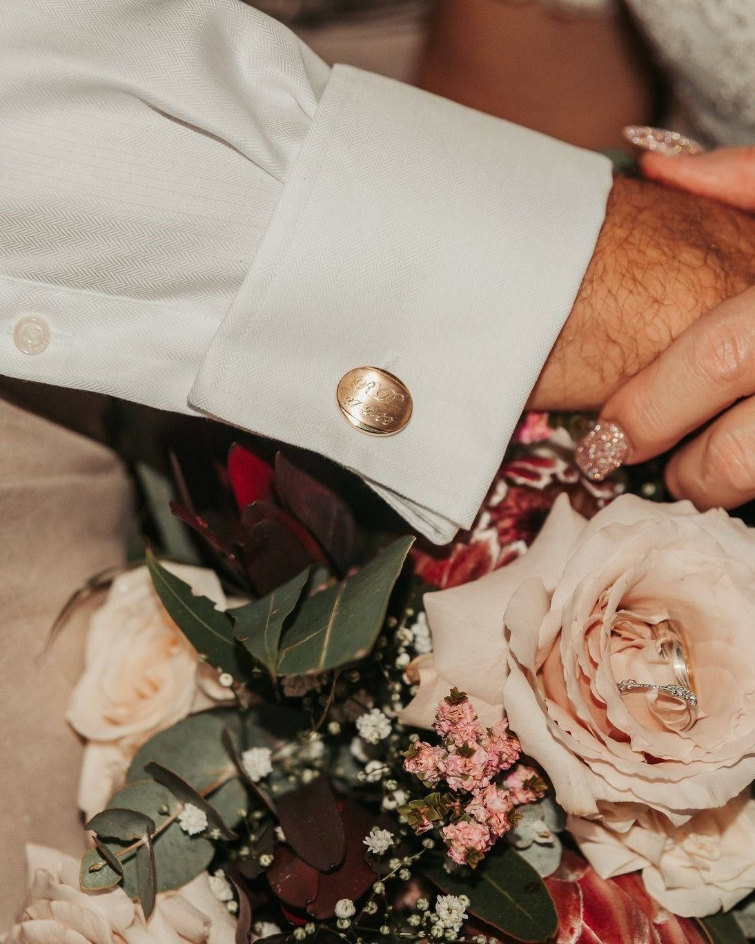 Woman in Red Gown Stands by a Red Mustang in a Grassy Field — Feathers & Lace Photography in Tarzali, QLD