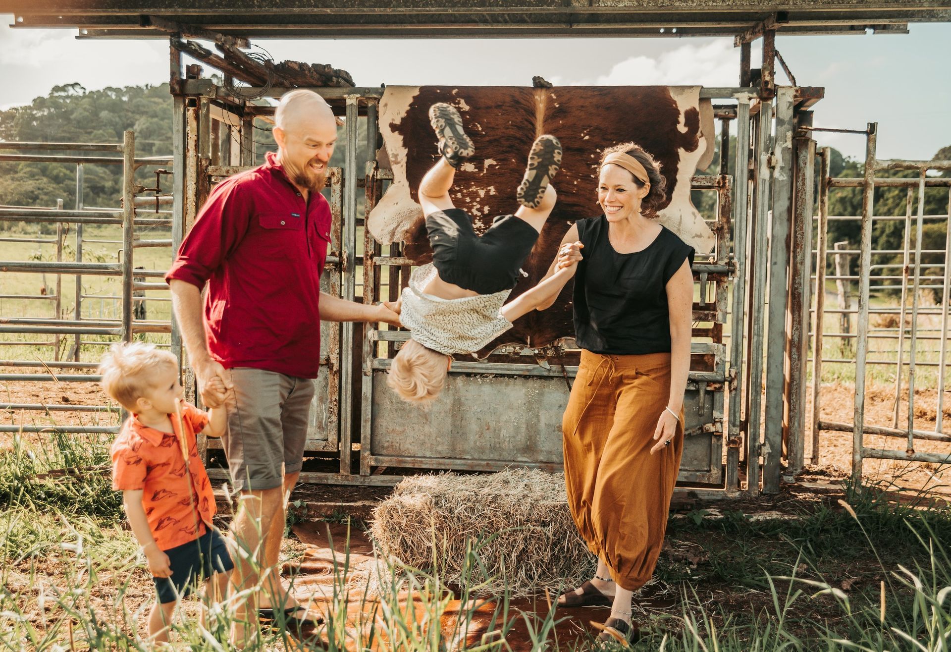 Family of Four Playing in the Barn — Feathers & Lace Photography in Tarzali, QLD