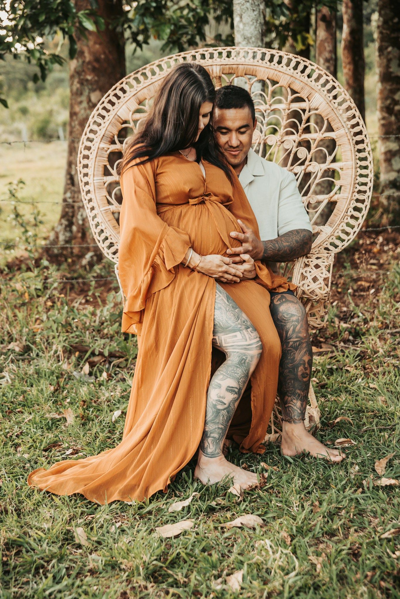Couple in Maternity Shoot, Embracing — Feathers & Lace Photography in Tarzali, QLD
