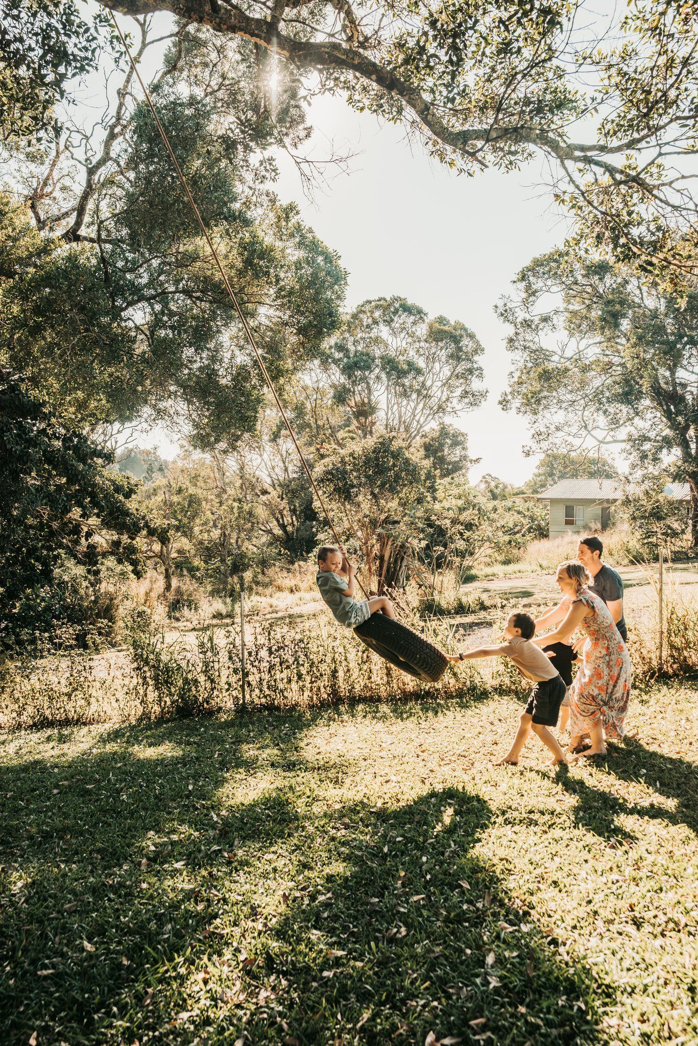Couple Dancing Outdoors, Woman in Red Dress — Feathers & Lace Photography in Tarzali, QLD