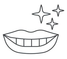 Un dessin au trait d'une bouche souriante avec des étoiles qui en sortent.