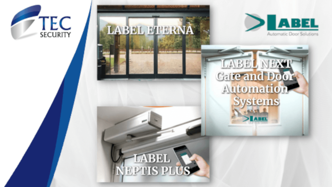 LABEL ETERNA, LABEL NEPTIS PLUS, and LABEL NEXT Gate and Door Automation Systems