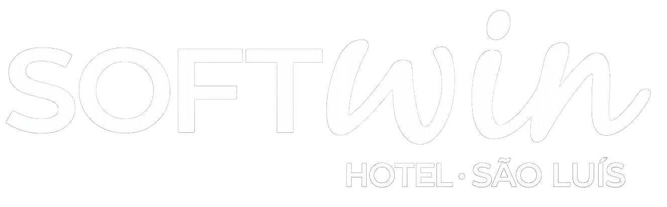 Logotipo da Softwin Hotels & Lux em branco.