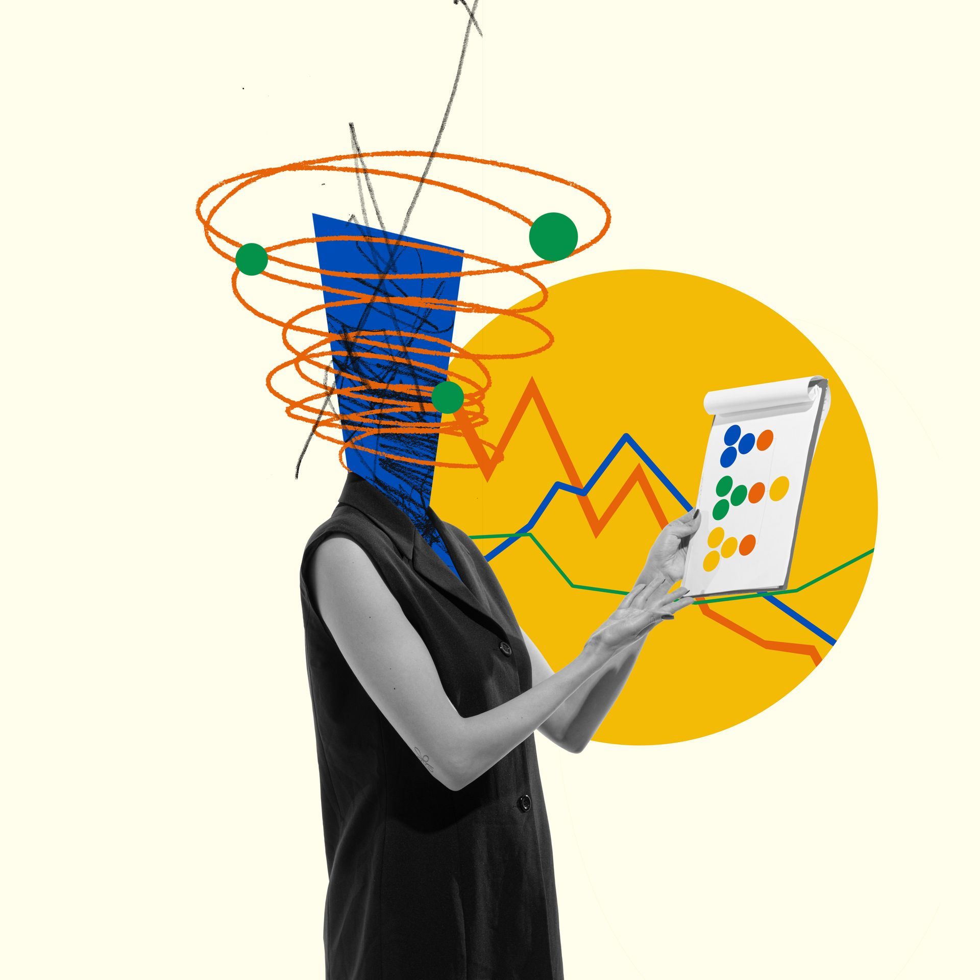 Graphic of female with geometric design like data