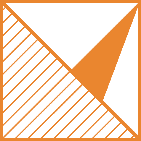 A square with orange stripes and a triangle in the middle